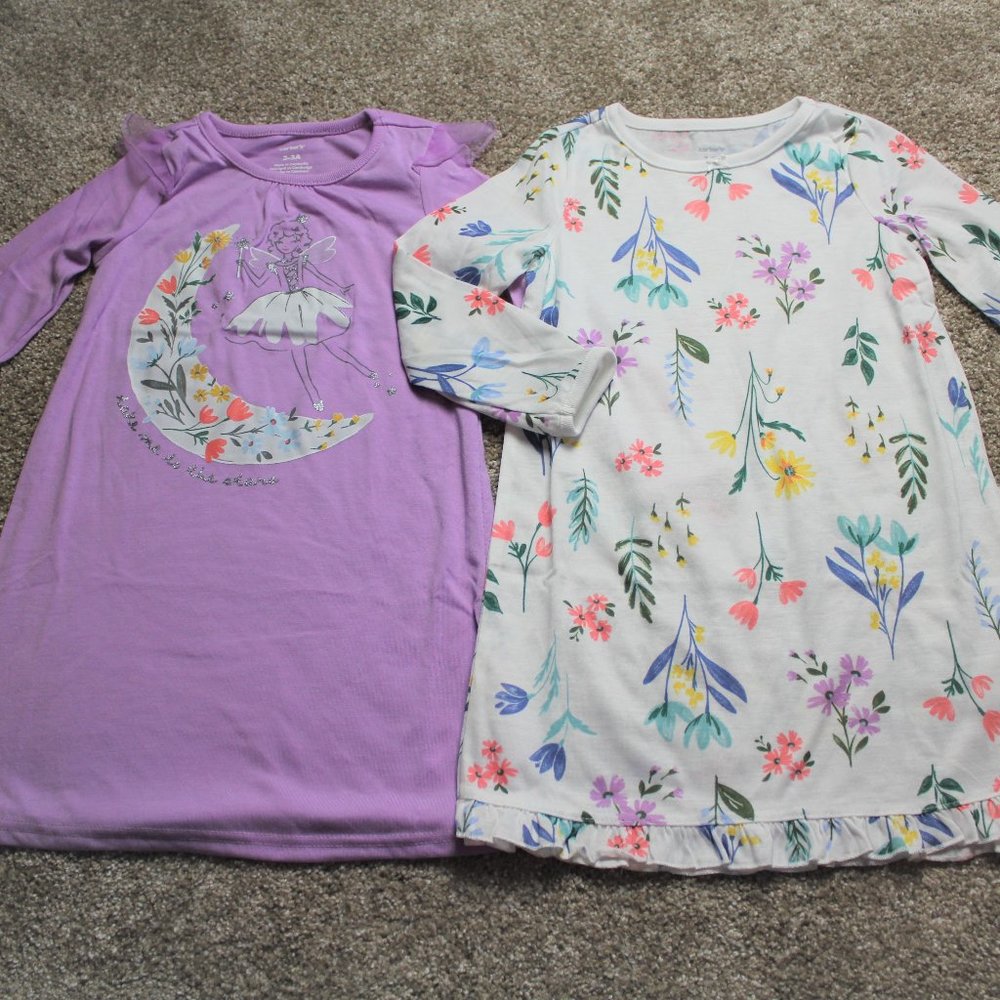 Carter's Flower Fairy Nightgown Set Pajamas 2pk Toddler Girls 2-3 4-5 yrs NWT - Picture 1 of 3